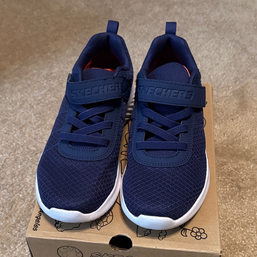 Skechers Kids Navy and White Velcro Mesh Sneakers